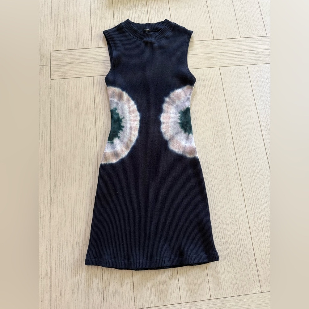 Monrow Blue and White Embellished Sheath Mini Dress
